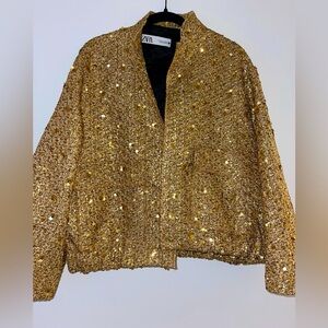 NEW WOMAN ZW COLLECTION SEQUIN JACKET GOLD